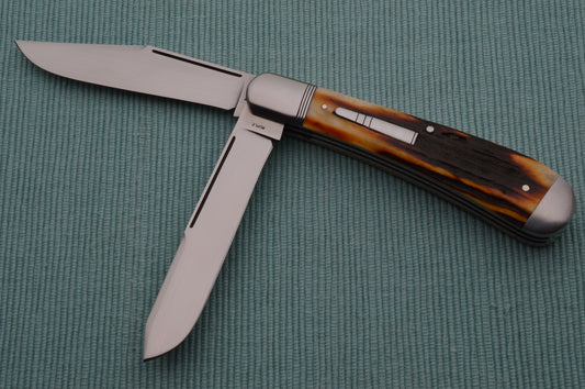 Bill Ruple 2-Blade Amber Stag HTT PROTOTYPE Remington Bullet Trapper Slip-Joint Folding Knife