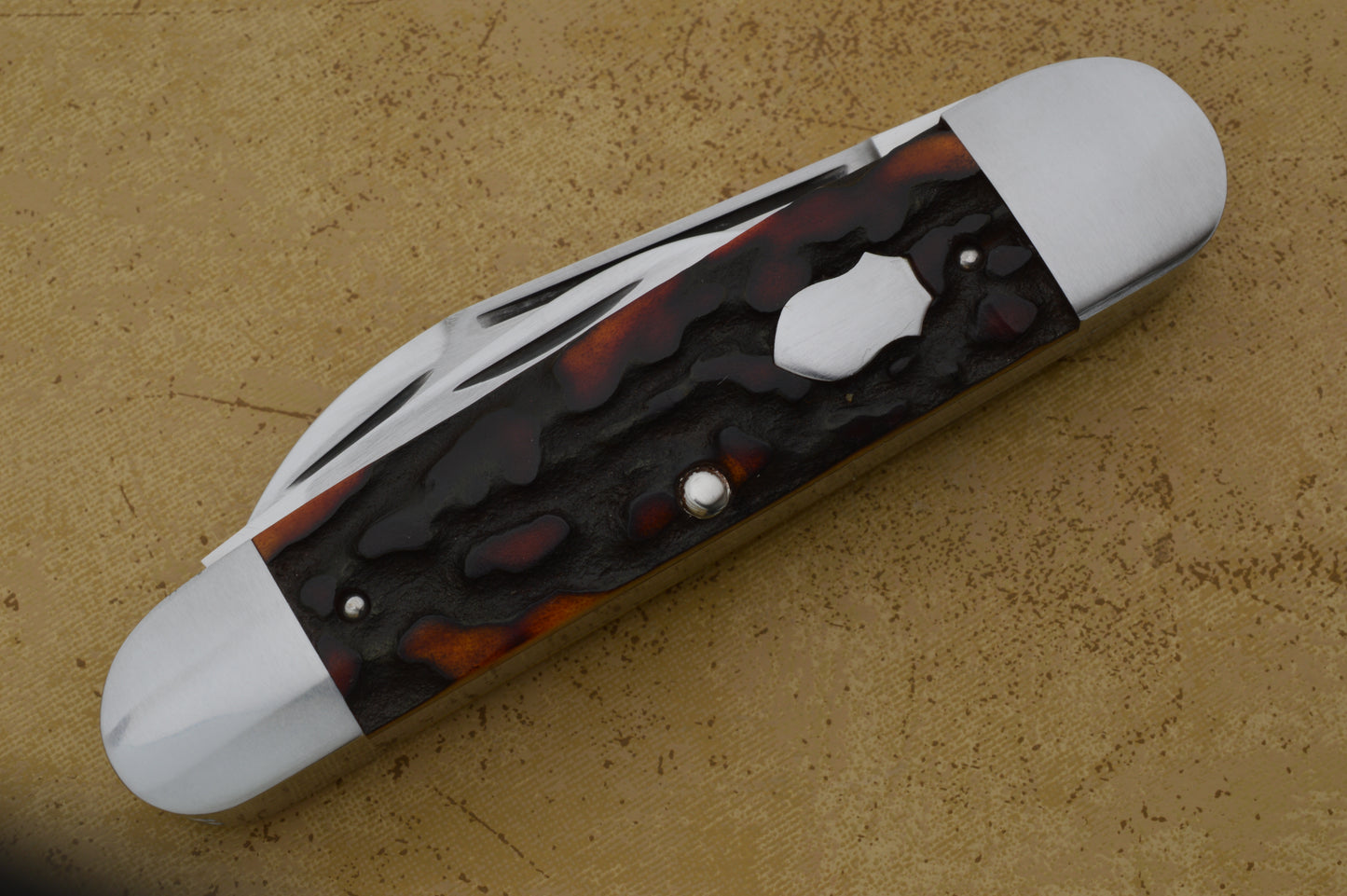Luke Swenson Premium Stag 3-Blade Split-Back Double Pull Whittler, Slip-Joint Folding Knife (SOLD)