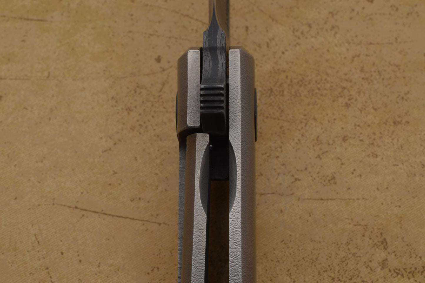 David Sharp San Mai Damascus Frame Horn Flipper, Zirconium Highlights, Frame-Lock Folding Knife