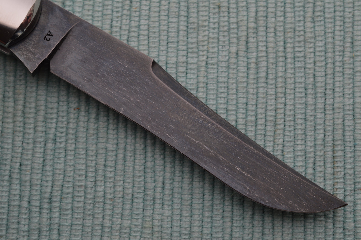 Daniel Keown Blued A2 Trapper, Ancient Fossil Material Slip-Joint Folding Knife (SOLD)