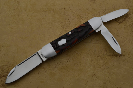 Luke Swenson Premium Stag 3-Blade Split-Back Double Pull Whittler, Slip-Joint Folding Knife (SOLD)