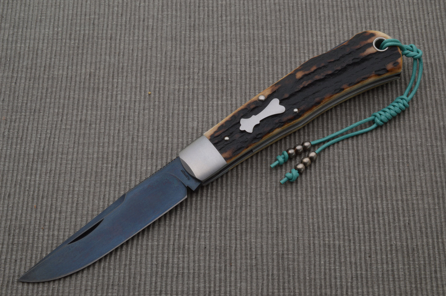 Tom Ploppert F1 Pro, Premium Stag, A2 Steel Blade, Lock-Back Folding Knife