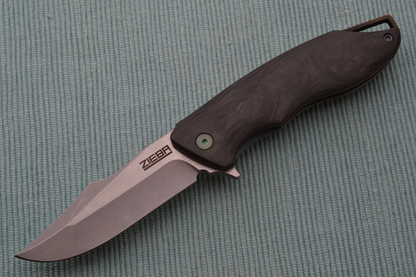 Michael Zieba S7 Nitro-V, Marble Carbon Fiber Frame-Lock Folding Flipper Knife (SOLD)
