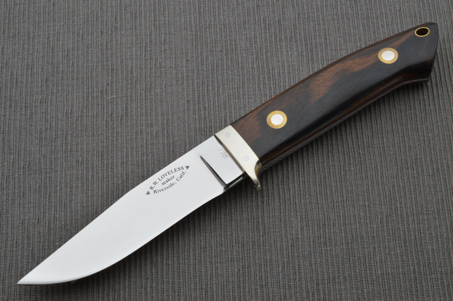 Bob Loveless Hunting Knife #178, Riverside Calif., Leather Sheath