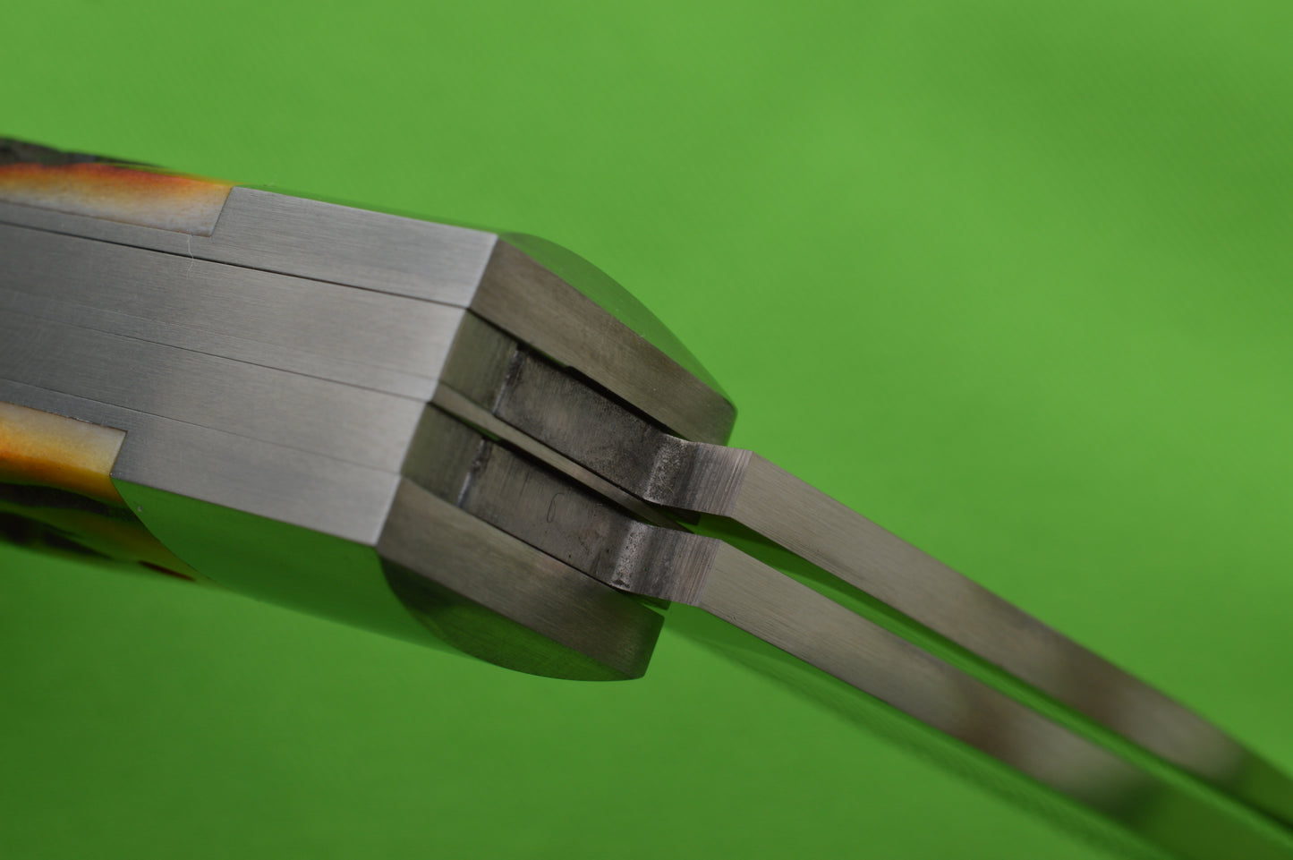 Bill Ruple Amber Stag Remington 1123 Flush-Joint Bullet Trapper, Two-Blade Folding Knife