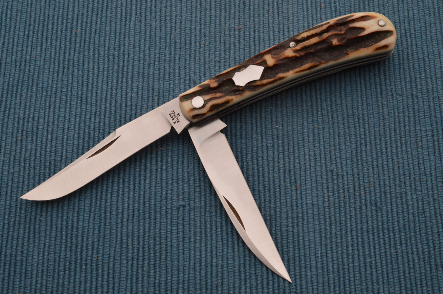 Tony Bose 2-Blade Stag Wharncliffe Trapper Slip-Joint Folding Knife