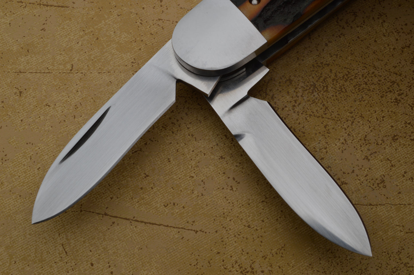 Luke Swenson Premium Stag 3-Blade Split-Back Double Pull Whittler, Slip-Joint Folding Knife (SOLD)