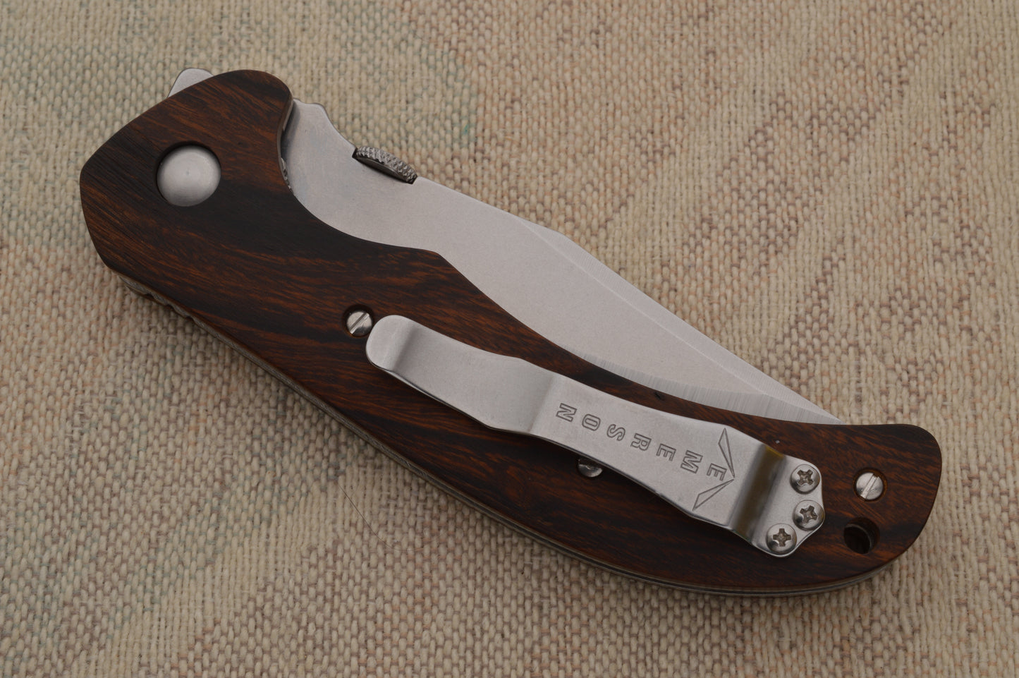 Ernie Emerson COMANCHERO Prototype, Stablilized Wood Scales, Blade Show 2025 (SOLD)