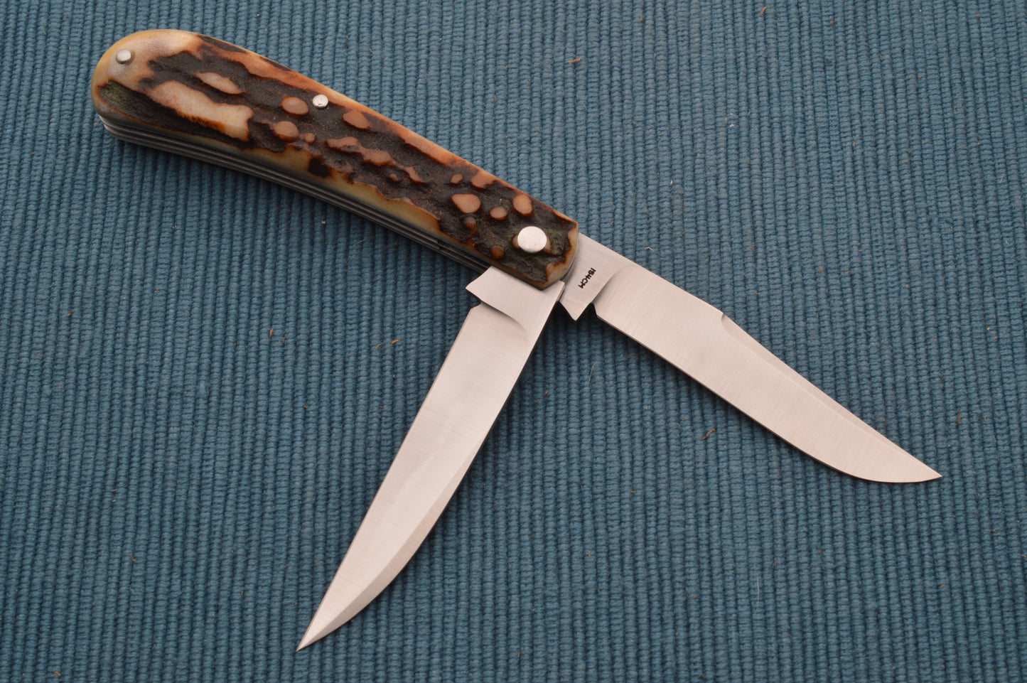 Tony Bose 2-Blade Stag Wharncliffe Trapper Slip-Joint Folding Knife