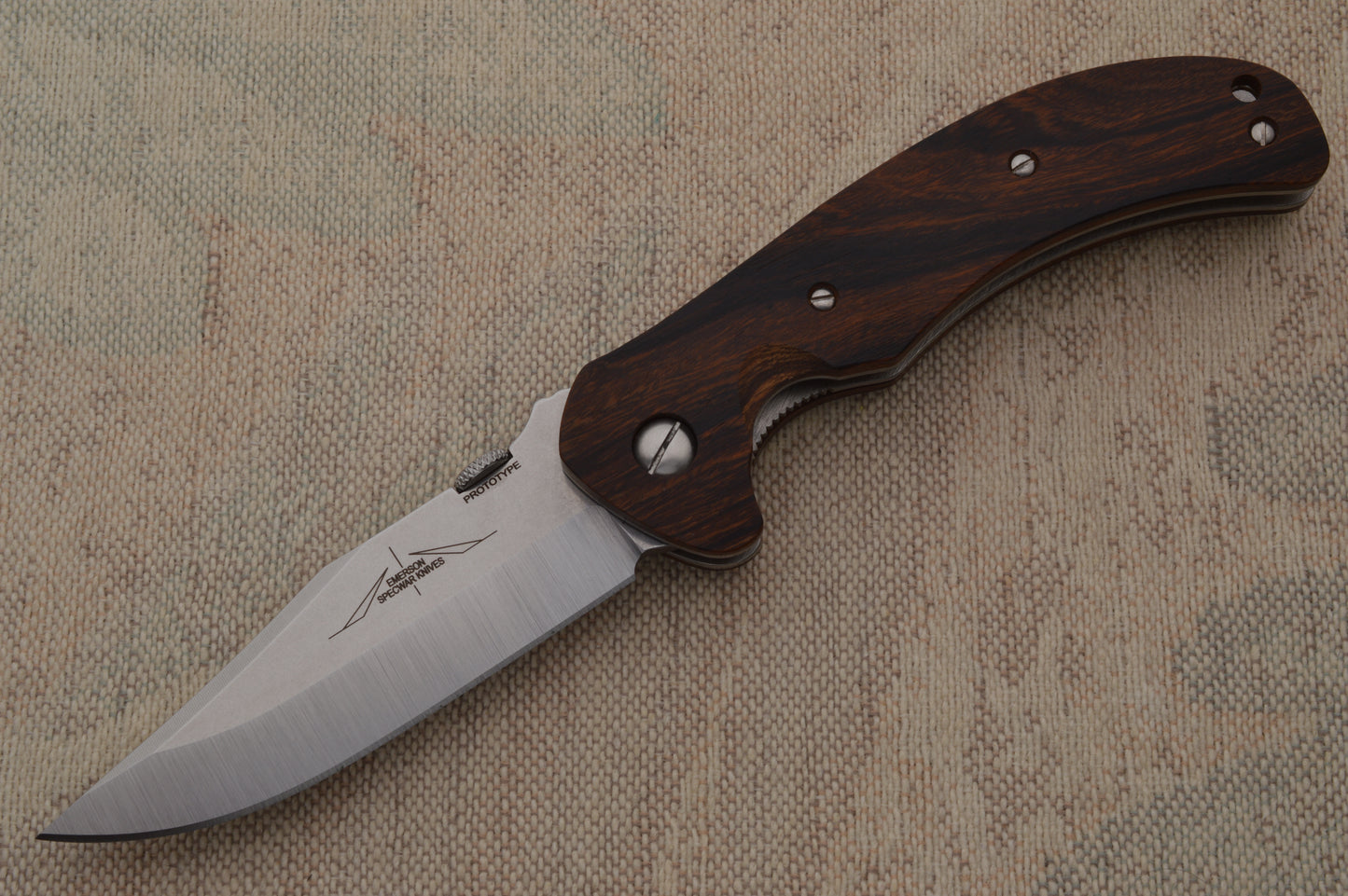Ernie Emerson COMANCHERO Prototype, Stablilized Wood Scales, Blade Show 2025 (SOLD)