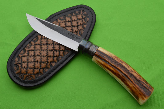 Laurent Gaillard Custom Sambar Stag Opinel N°09, Custom Leather Pouch Sheath (SOLD)