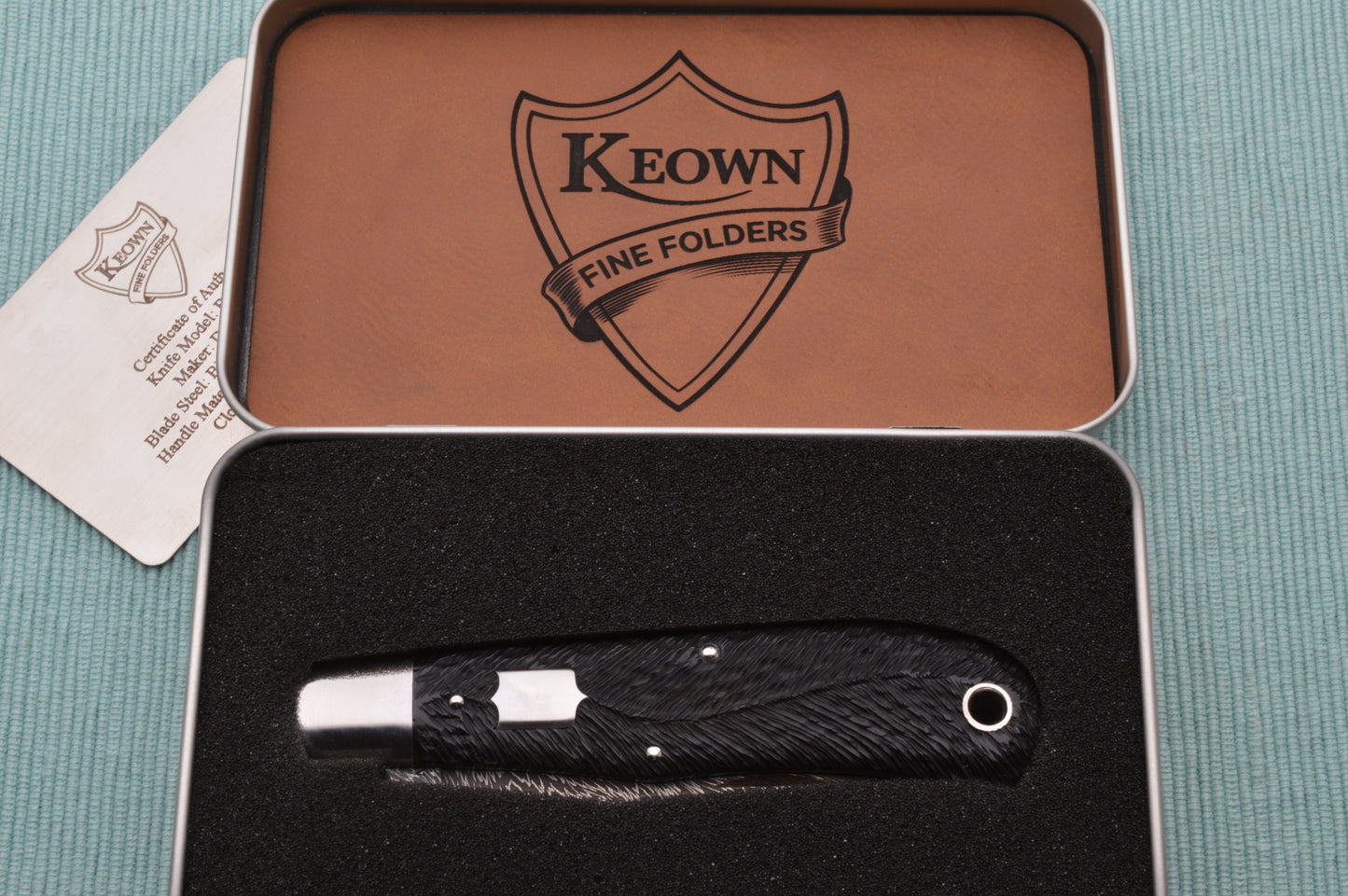 Daniel Keown Damascus BACK POCKET, Hand Jigged Bone Slip-Joint Folding Knife