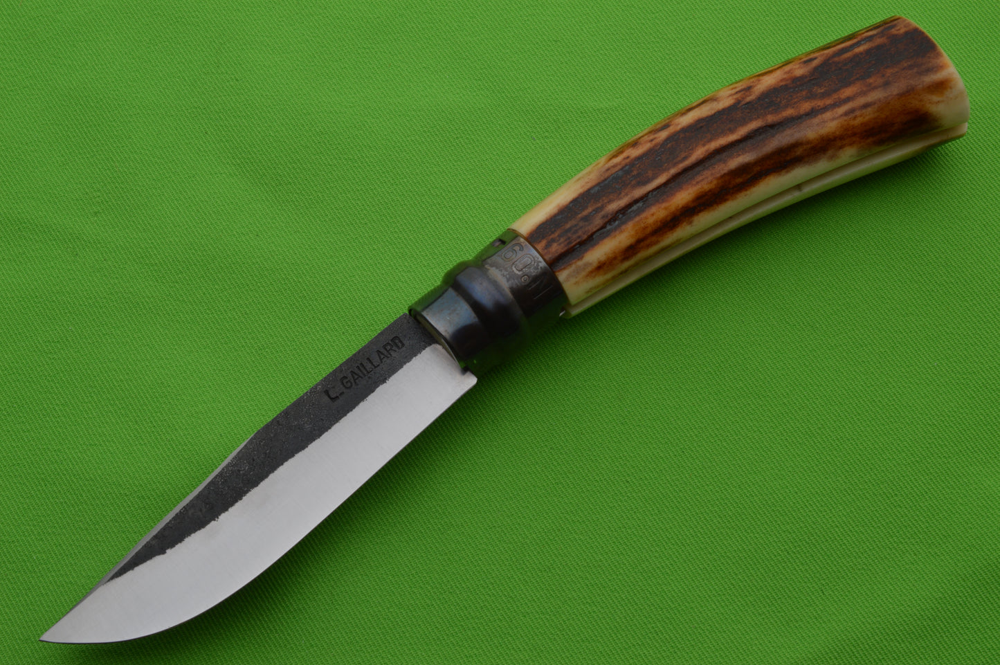 Laurent Gaillard Custom Sambar Stag Opinel N°09, Custom Leather Pouch Sheath (SOLD)