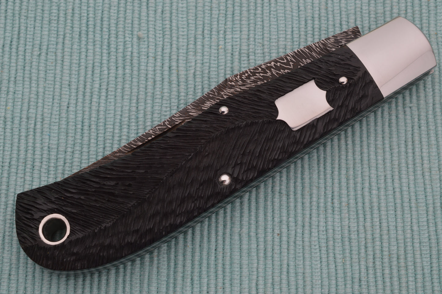 Daniel Keown Damascus BACK POCKET, Hand Jigged Bone Slip-Joint Folding Knife