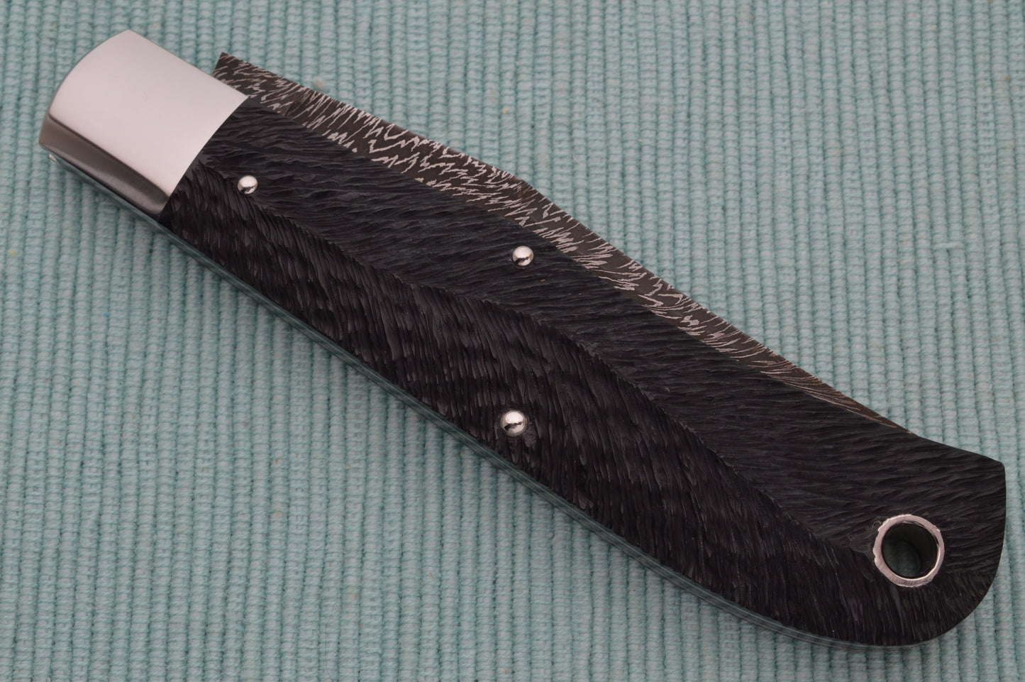 Daniel Keown Damascus BACK POCKET, Hand Jigged Bone Slip-Joint Folding Knife