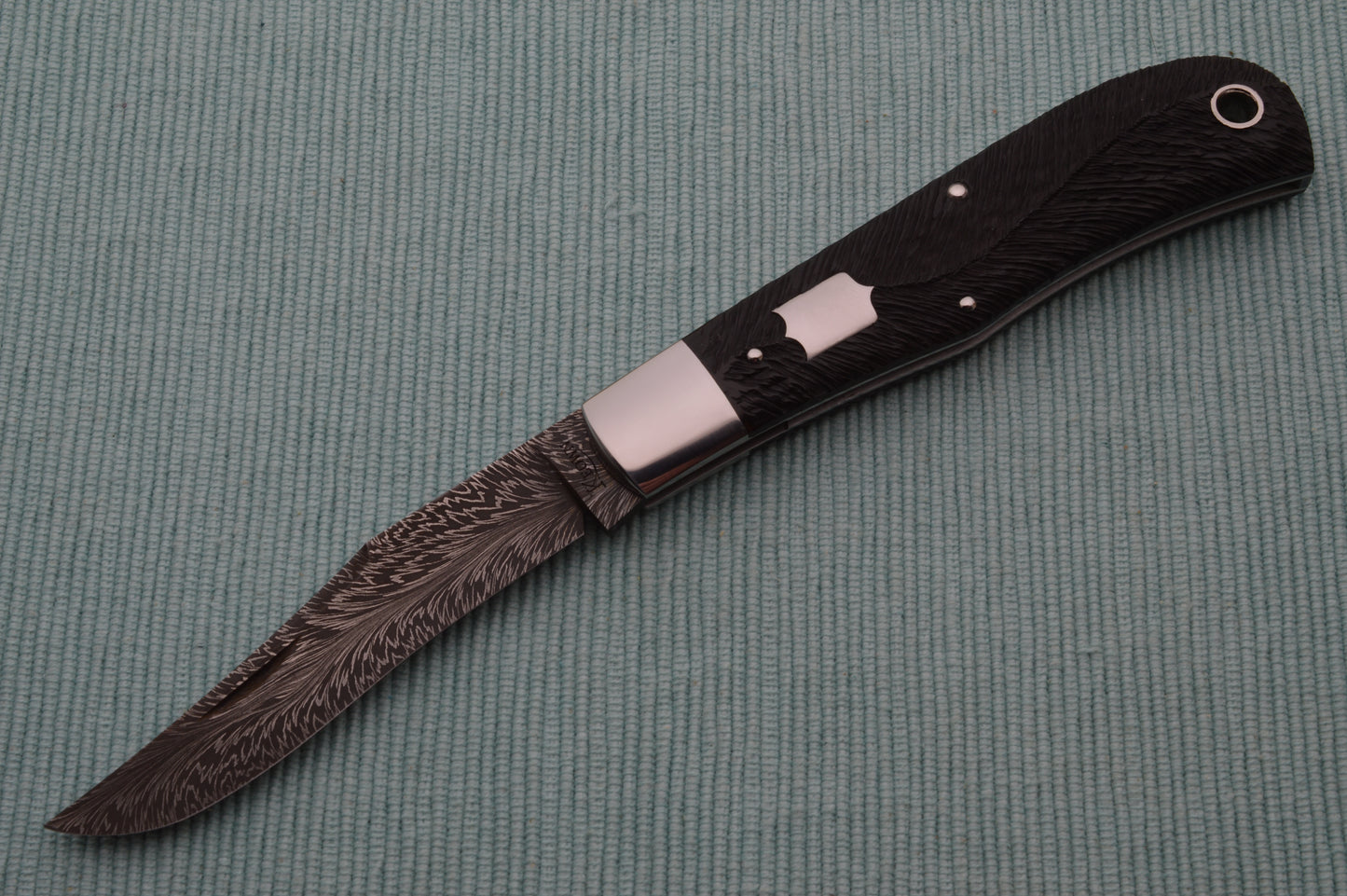 Daniel Keown Damascus BACK POCKET, Hand Jigged Bone Slip-Joint Folding Knife