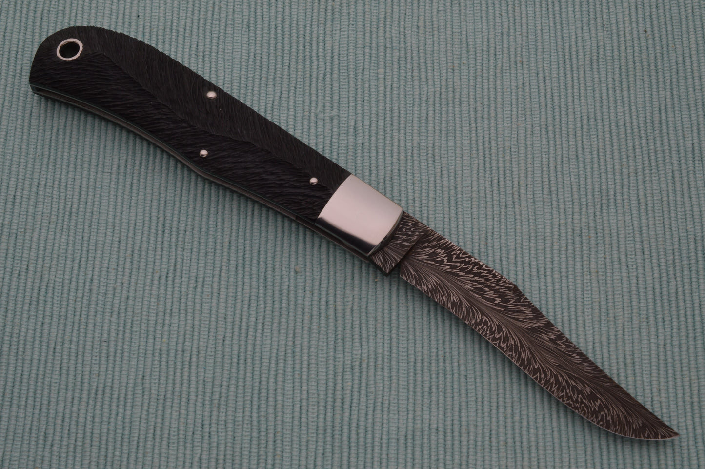 Daniel Keown Damascus BACK POCKET, Hand Jigged Bone Slip-Joint Folding Knife