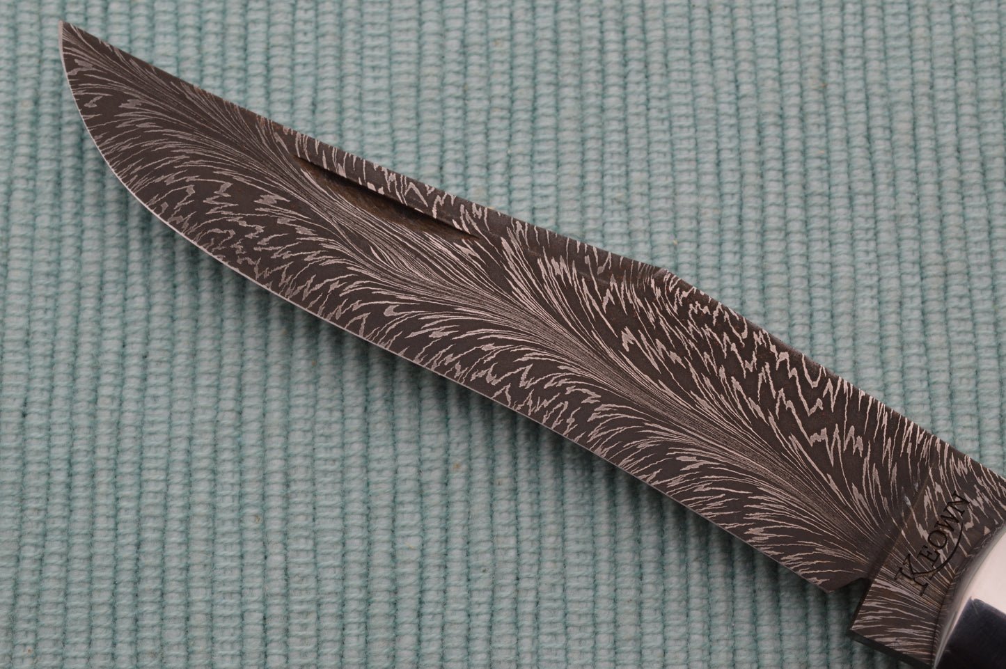 Daniel Keown Damascus BACK POCKET, Hand Jigged Bone Slip-Joint Folding Knife