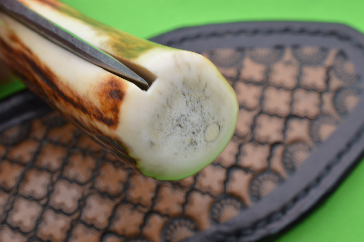 Laurent Gaillard Custom Sambar Stag Opinel N°09, Custom Leather Pouch Sheath (SOLD)