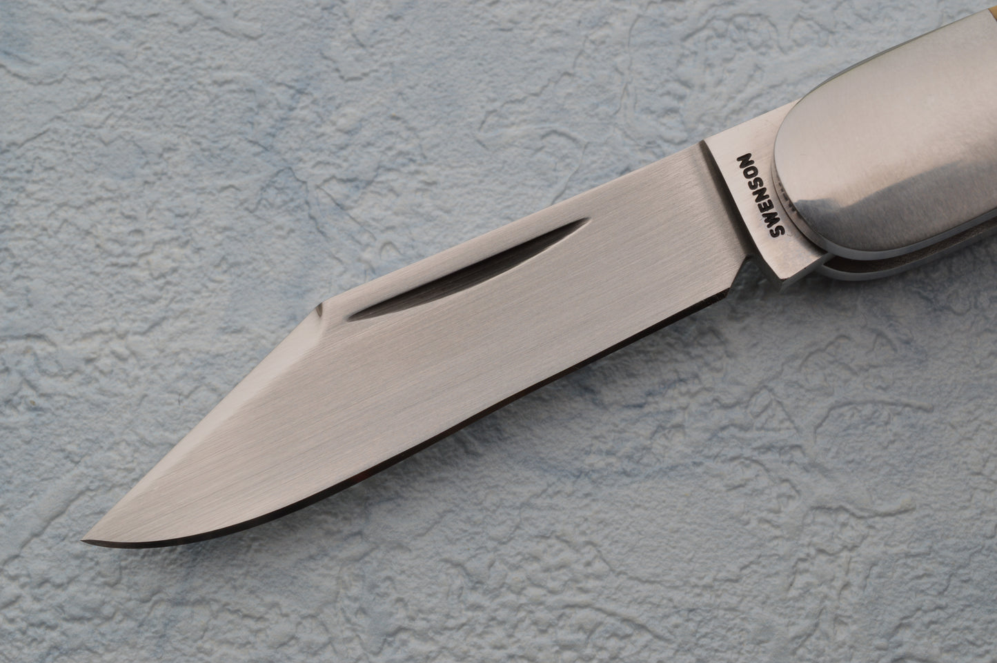 Luke Swenson 3-Blade Swell Center Split-Back Whittler, Premium Fossil Slip-Joint Folding Knife