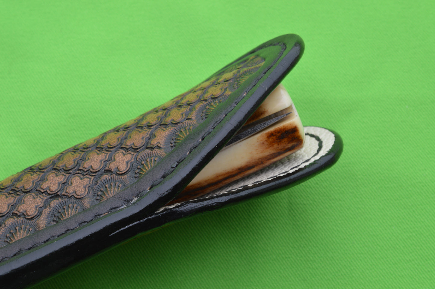 Laurent Gaillard Custom Sambar Stag Opinel N°09, Custom Leather Pouch Sheath (SOLD)