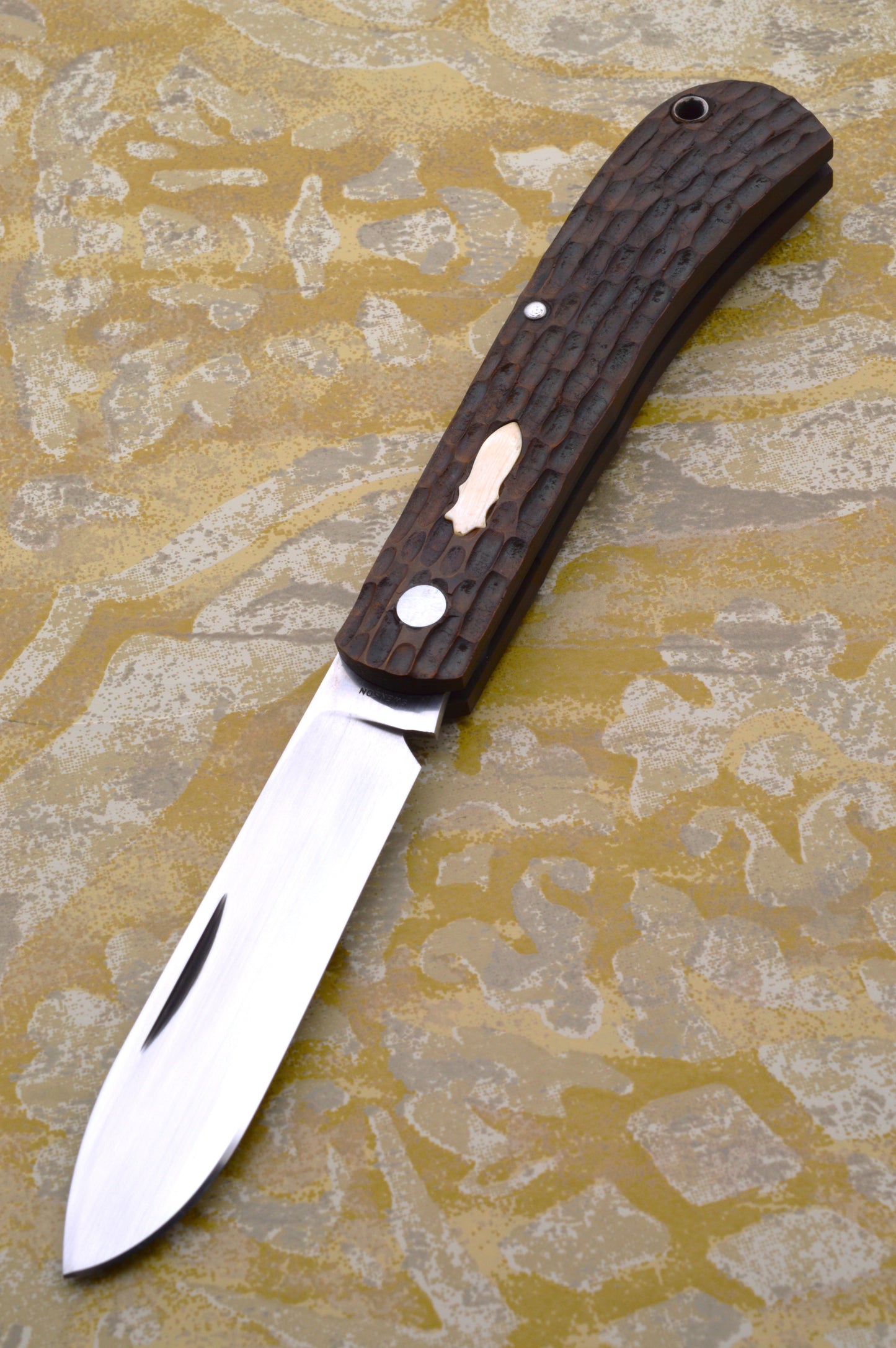 Luke Swenson Chocolate Brown Jigged Micarta Linerless Slip-Joint Folding Knife