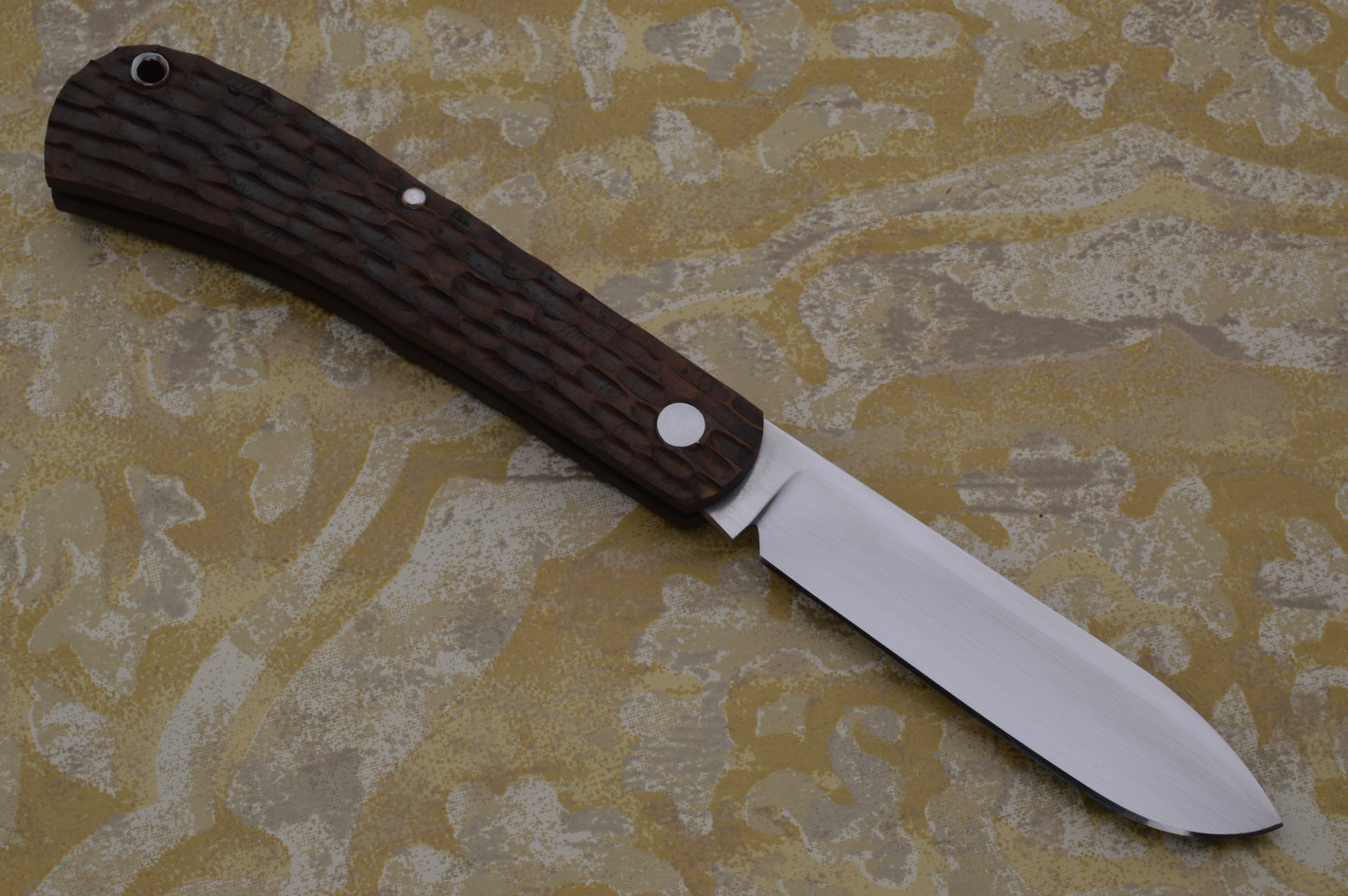 Luke Swenson Chocolate Brown Jigged Micarta Linerless Slip-Joint Folding Knife