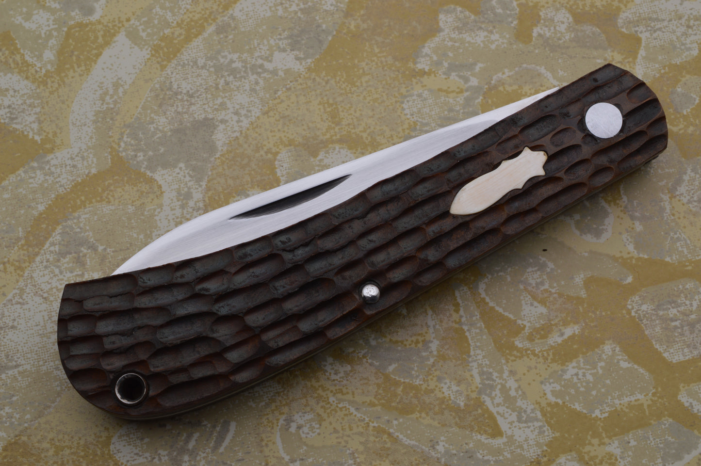 Luke Swenson Chocolate Brown Jigged Micarta Linerless Slip-Joint Folding Knife