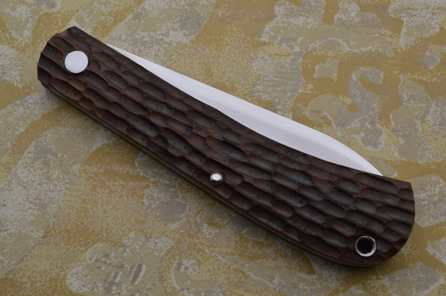 Luke Swenson Chocolate Brown Jigged Micarta Linerless Slip-Joint Folding Knife