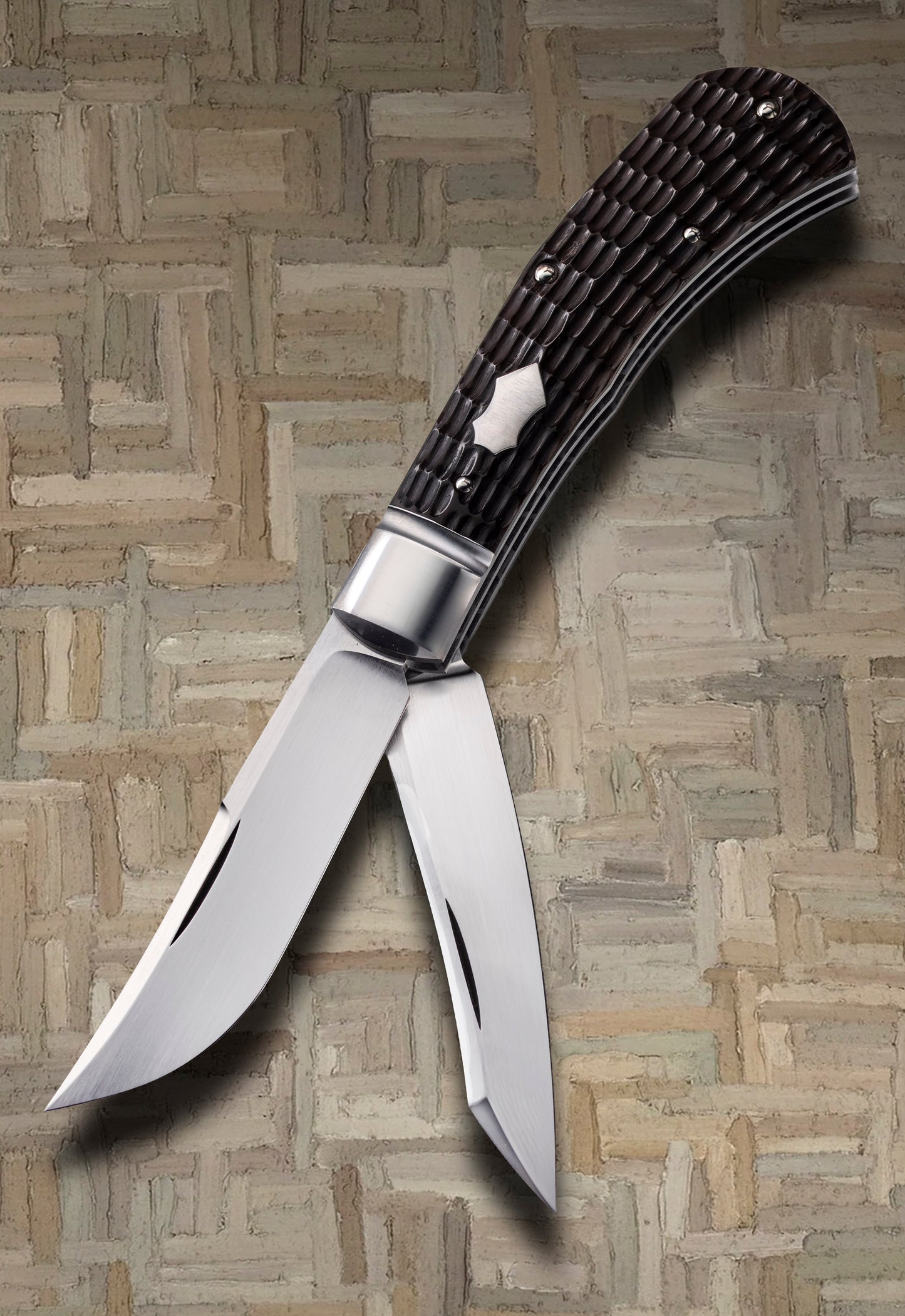 ESNYX Custom 2-Blade SNAPPER Roofline Jigged Bone Slip-Joint Folding Knife