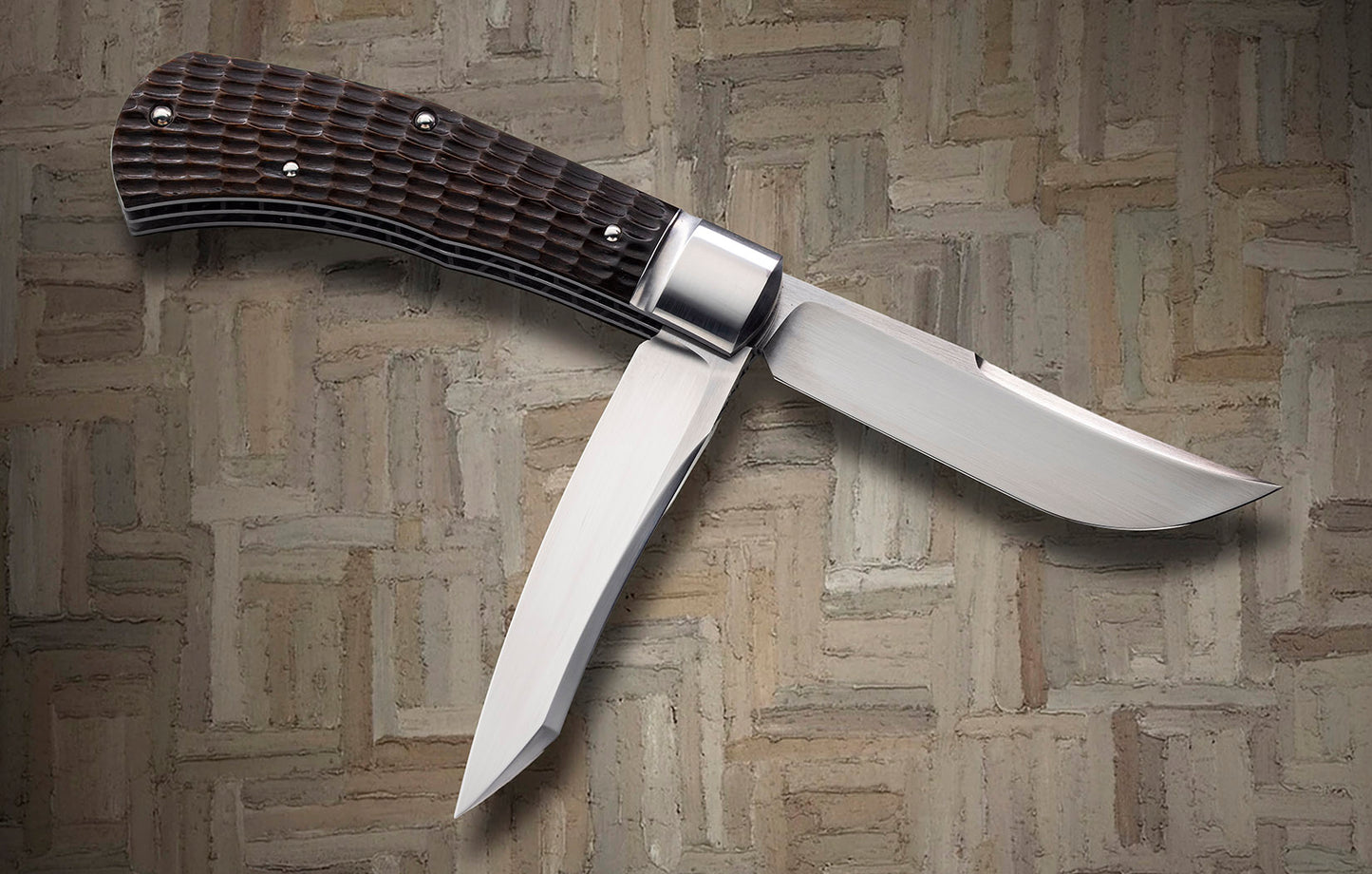 ESNYX Custom 2-Blade SNAPPER Roofline Jigged Bone Slip-Joint Folding Knife