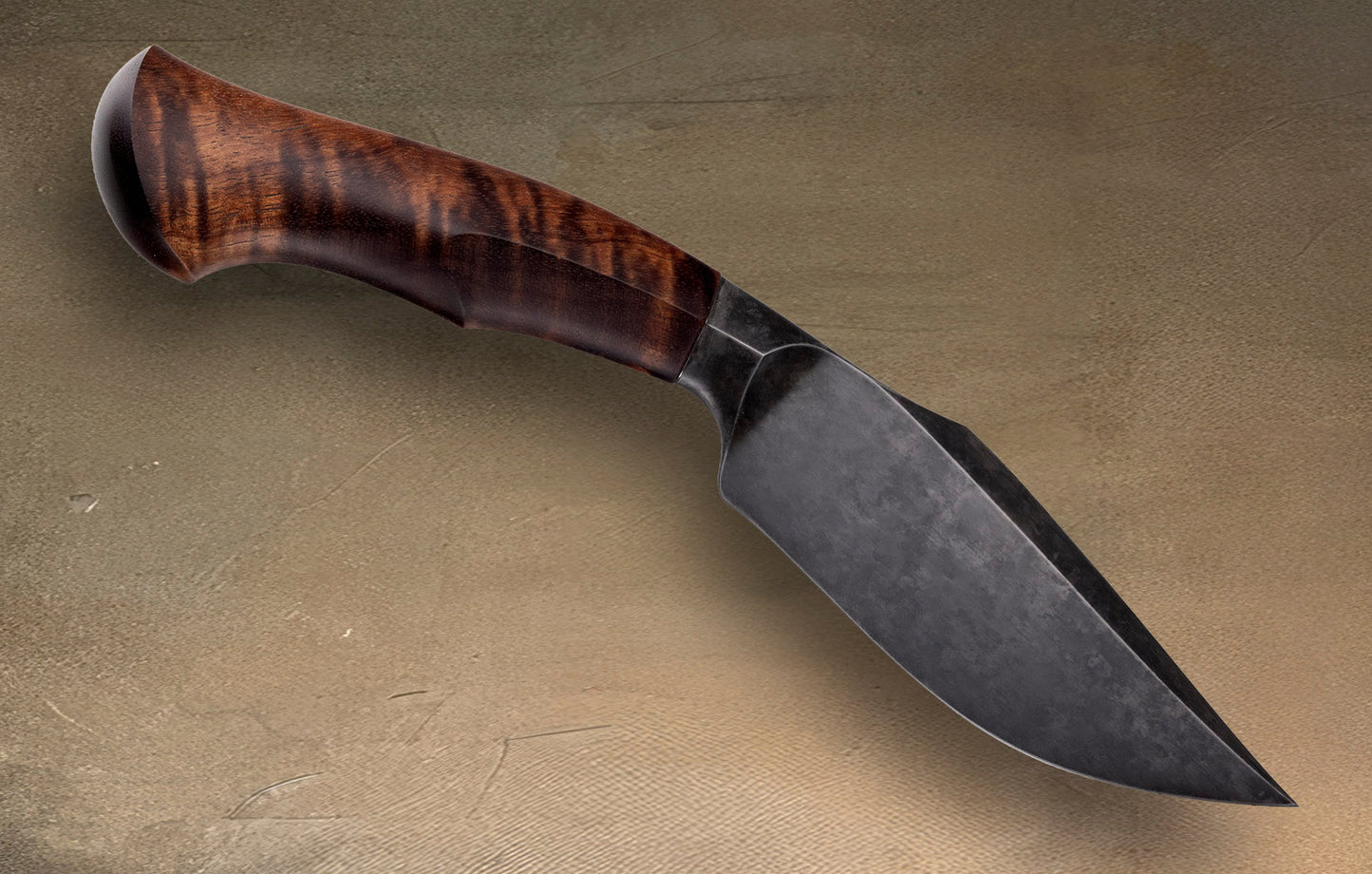 Oliver Goldschmidt Outdoors Utility Knife, Koa Wood, Leather Sheath