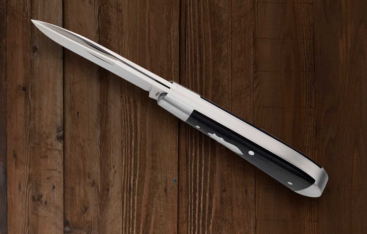 Daniel Keown Ebony 2-Blade Wharncliffe Trapper, Slip-Joint Folding Knife