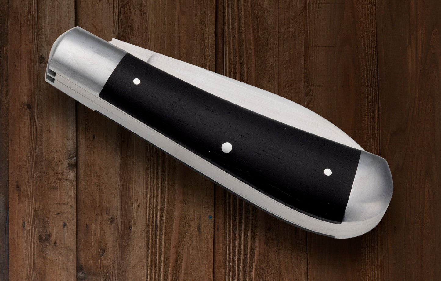 Daniel Keown Ebony 2-Blade Wharncliffe Trapper, Slip-Joint Folding Knife
