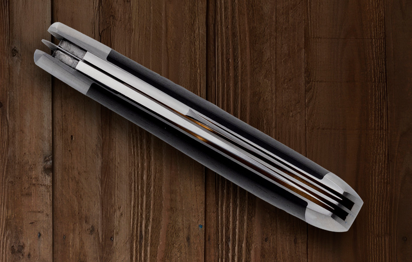 Daniel Keown Ebony 2-Blade Wharncliffe Trapper, Slip-Joint Folding Knife