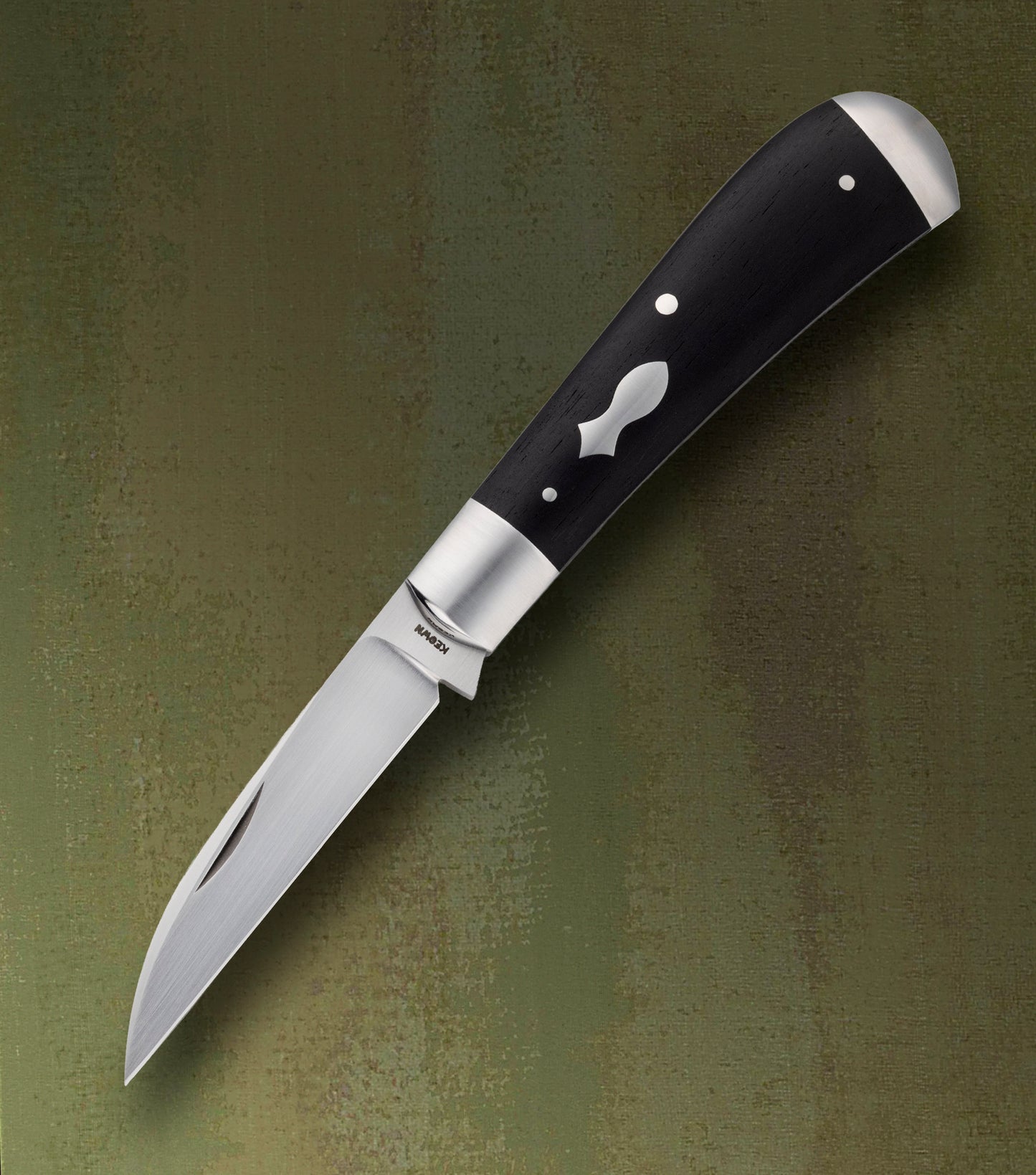Daniel Keown Ebony Wharncliffe Trapper, Slip-Joint Folding Knife