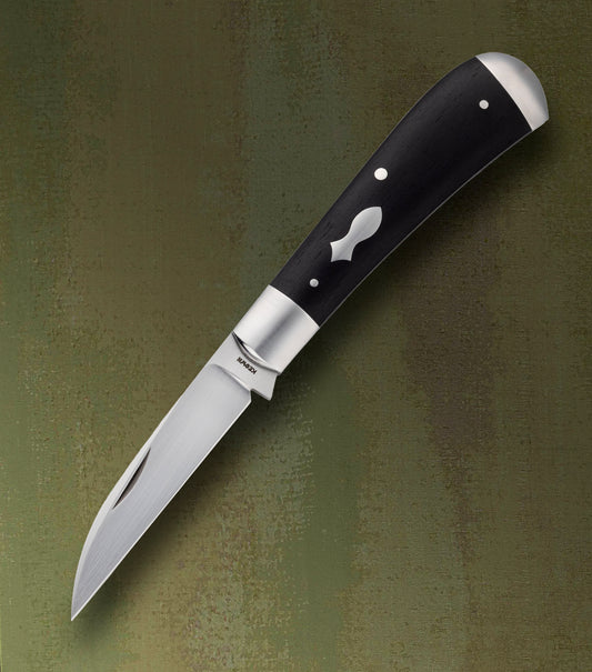 Daniel Keown Ebony Wharncliffe Trapper, Slip-Joint Folding Knife