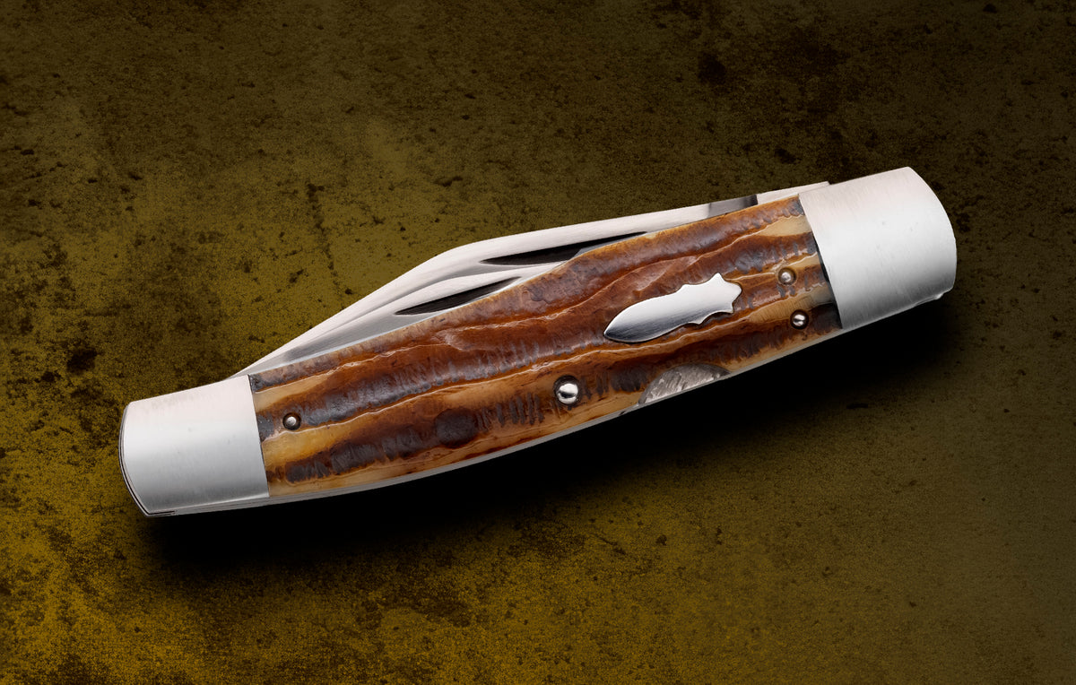 Luke Swenson Large 3-Blade Lock-Back Whittler, Premium Stag, LBW Folding Knife