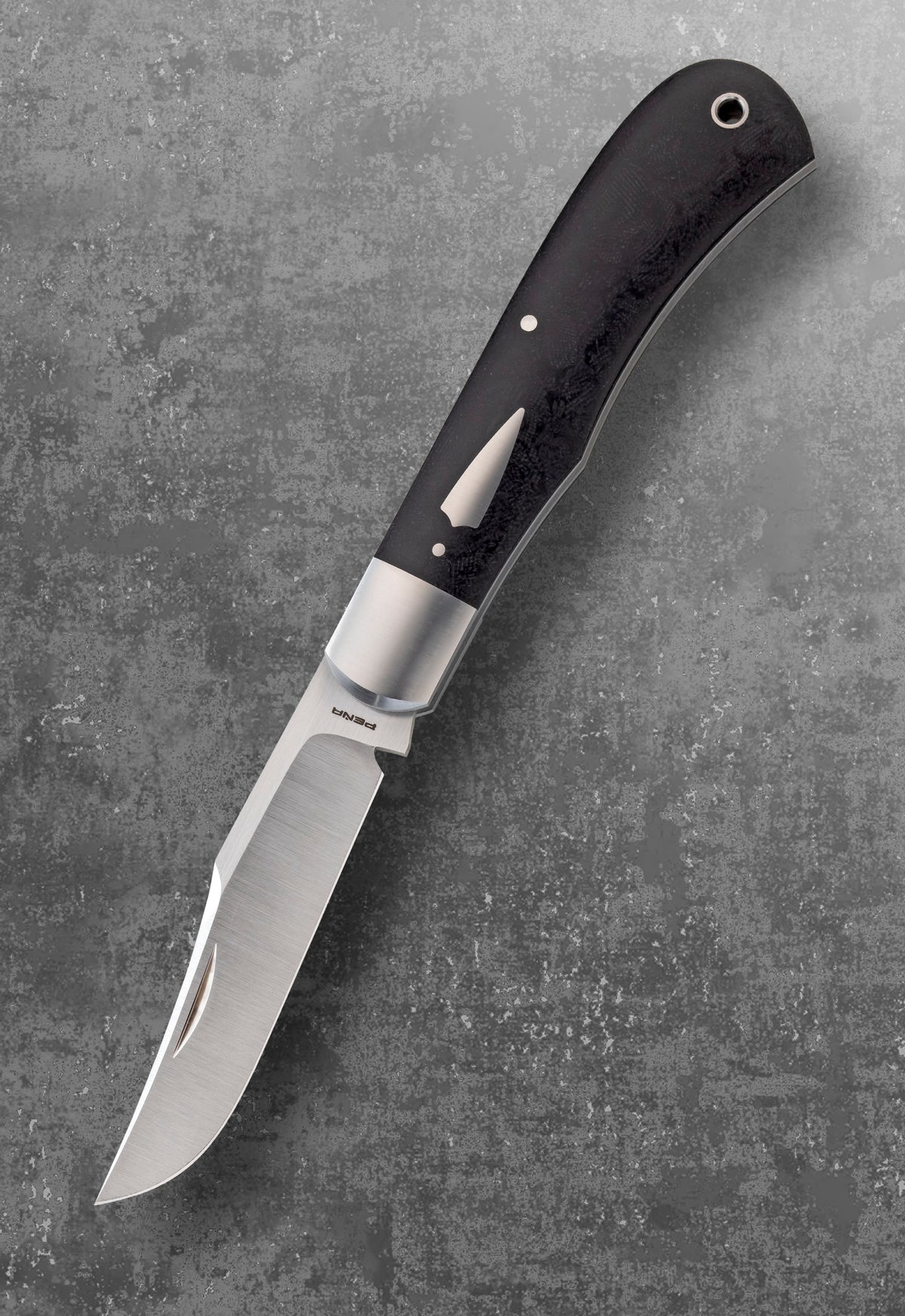 Enrique Peña Full-Size BackPocket Trapper Vintage Westinghouse Black Micarta Slip-Joint Folding Knife