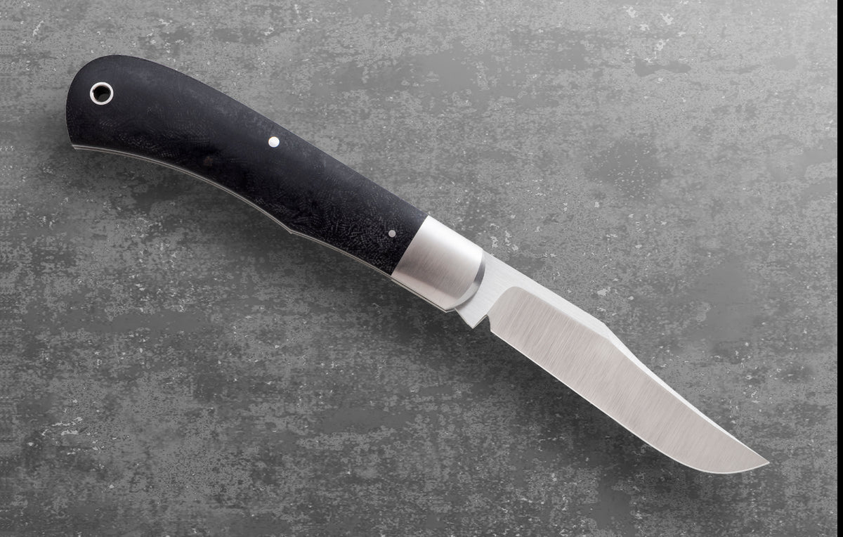Enrique Peña Full-Size BackPocket Trapper Vintage Westinghouse Black Micarta Slip-Joint Folding Knife