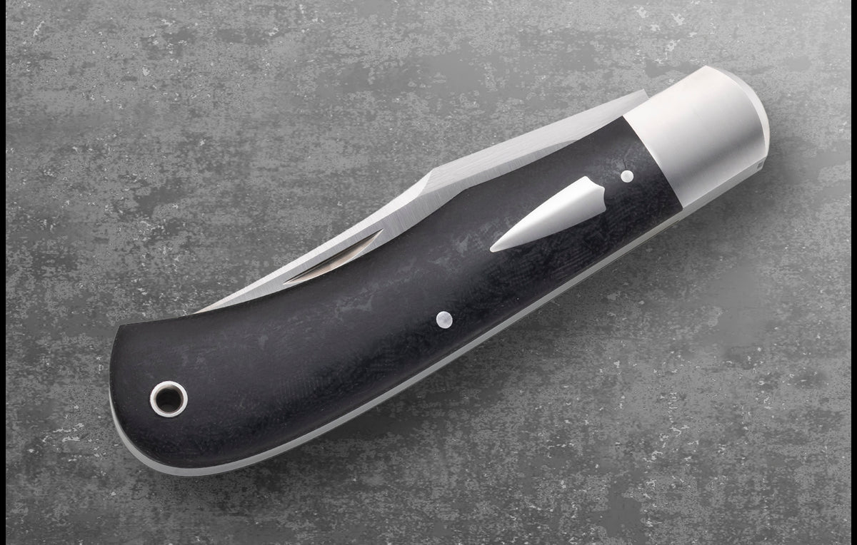 Enrique Peña Full-Size BackPocket Trapper Vintage Westinghouse Black Micarta Slip-Joint Folding Knife
