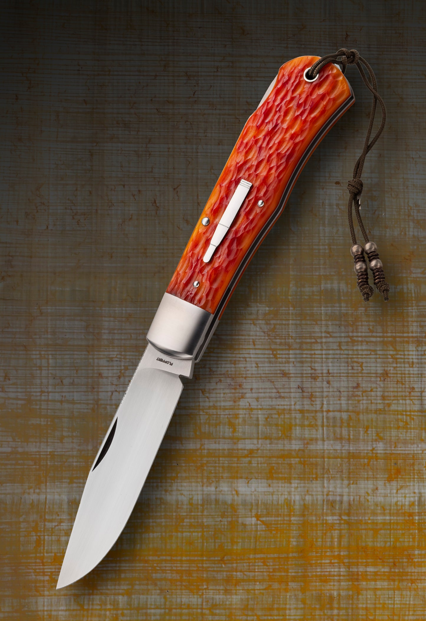 Tom Ploppert Remington 1303 Amber Jigged Bone Lock-Back Folding Knife