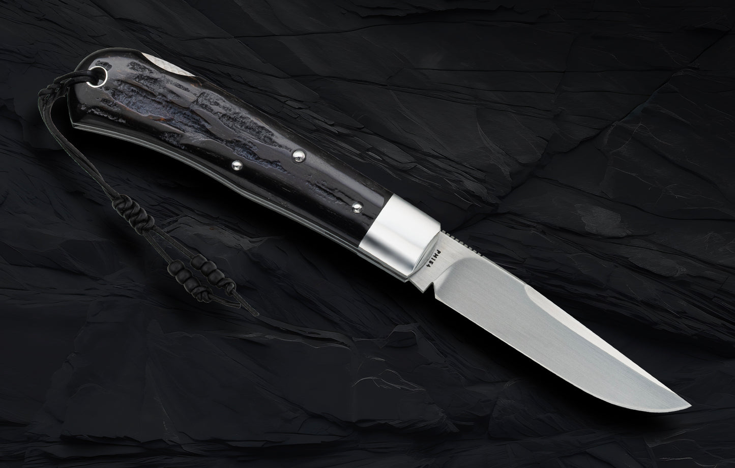 Tom Ploppert Cape Buffalo Horn 80% F1 Pro, Lock-Back Folding Knife