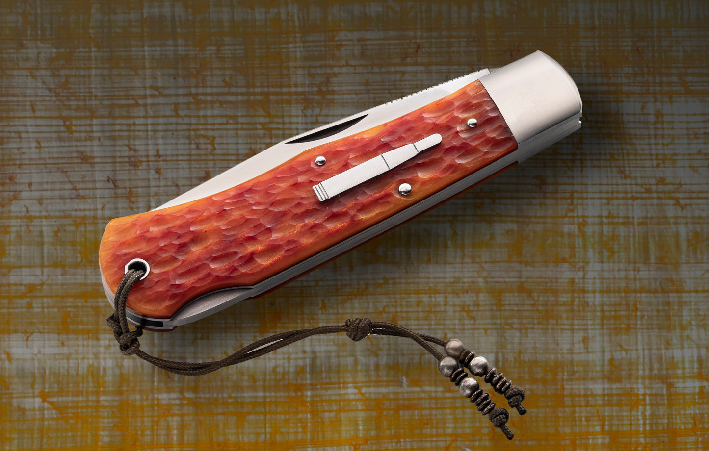 Tom Ploppert Remington 1303 Amber Jigged Bone Lock-Back Folding Knife