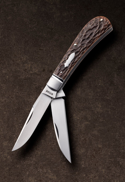 Jason Ritchie 2-Blade Wharncliffe Trapper Bespoke Jigged Bone Slip-Joint Folding Knife (SOLD)