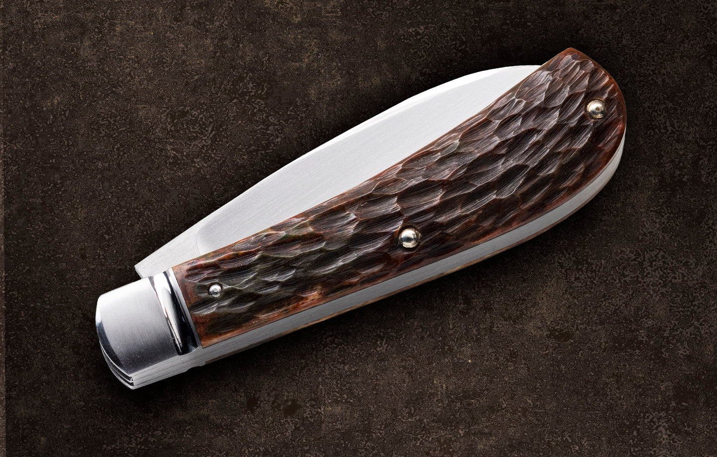 Jason Ritchie 2-Blade Wharncliffe Trapper Bespoke Jigged Bone Slip-Joint Folding Knife