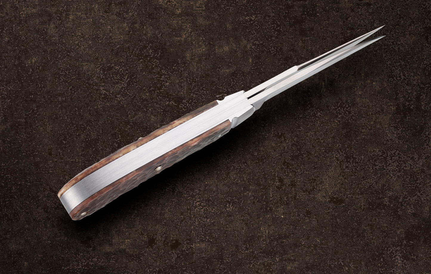 Jason Ritchie 2-Blade Wharncliffe Trapper Bespoke Jigged Bone Slip-Joint Folding Knife