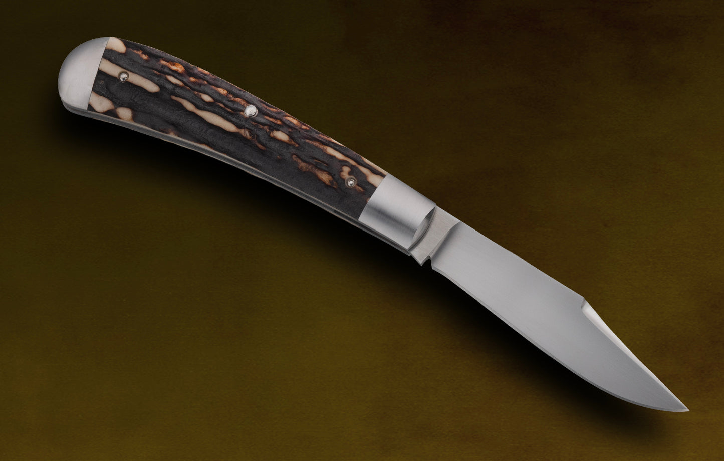 Tim Robertson Long Pull Single Blade Stag Trapper Slip-Joint Folding Knife