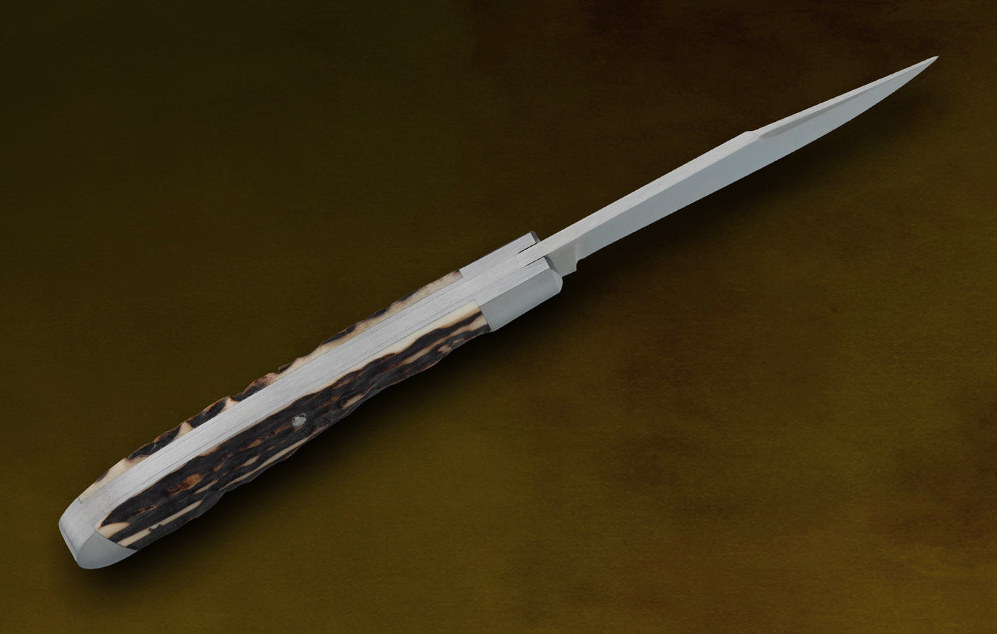 Tim Robertson Long Pull Single Blade Stag Trapper Slip-Joint Folding Knife