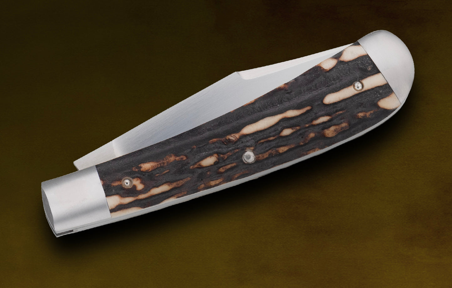 Tim Robertson Long Pull Single Blade Stag Trapper Slip-Joint Folding Knife